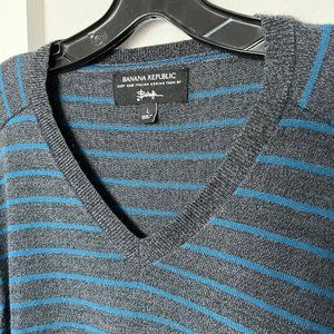 BANANA REPUBLIC Italian Merino V-Neck Pullover Sweater Sz L